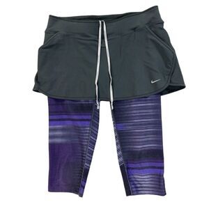 Nike Running Dri-Fit Capri Leggings with skirt skapri purple gray Size M